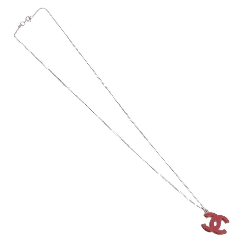 Chanel CC Logo Necklace Silver